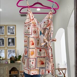 NWT  Petal & Pup Sardinia Print cotton wrap romper